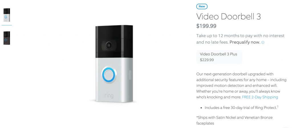 cost of ring doorbell subscription