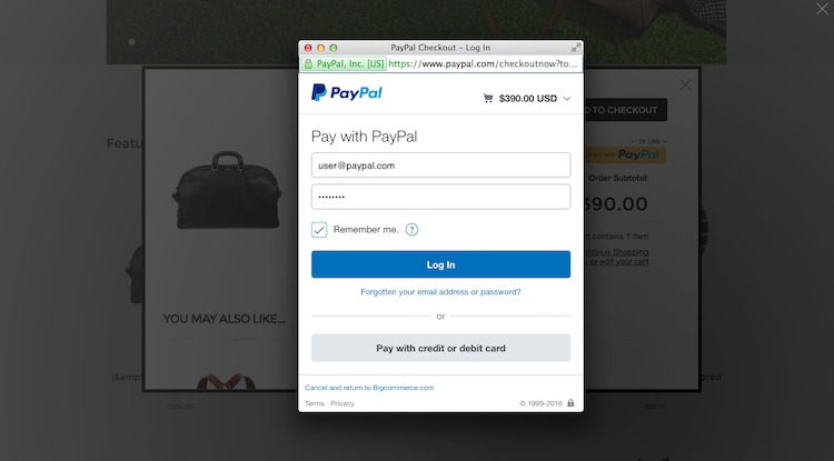 paypal check out experience