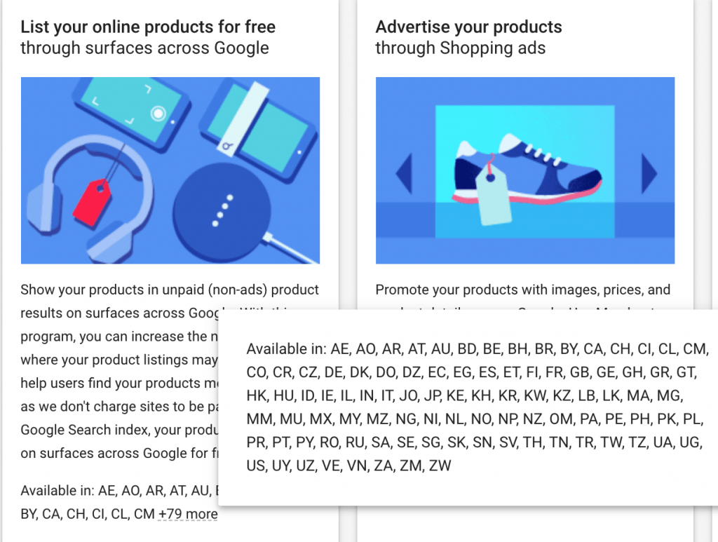 available countries in surface across google International SEO