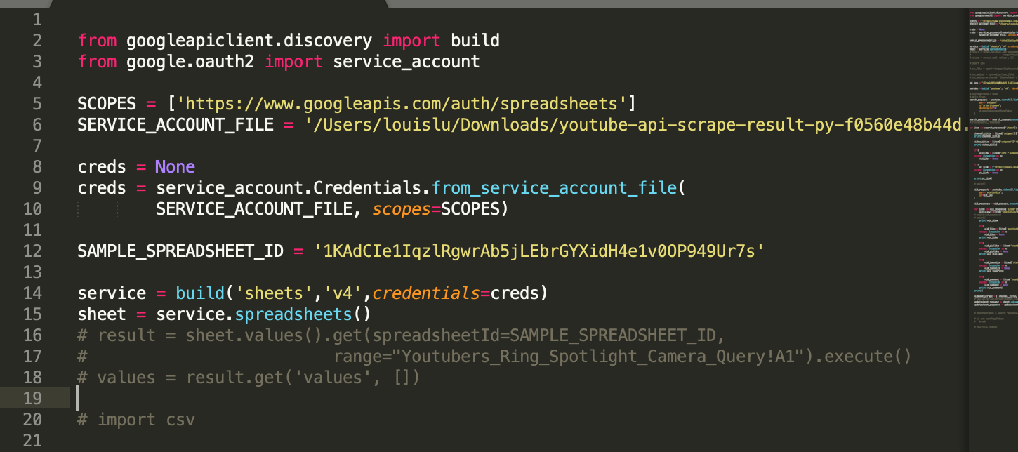 Google sheets api php