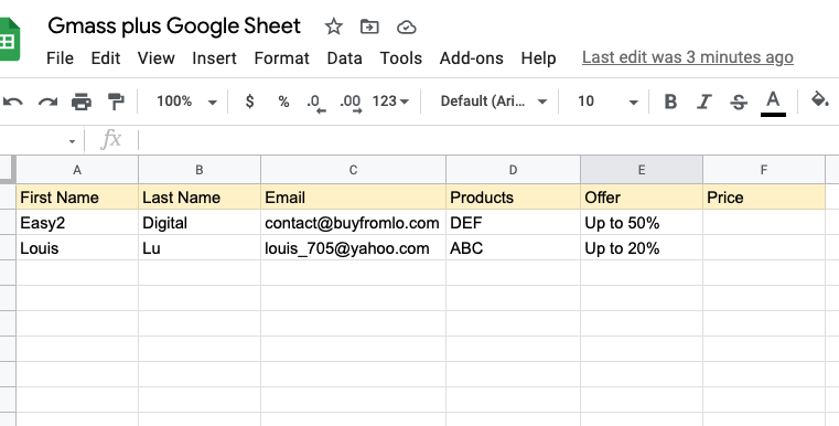 google sheets