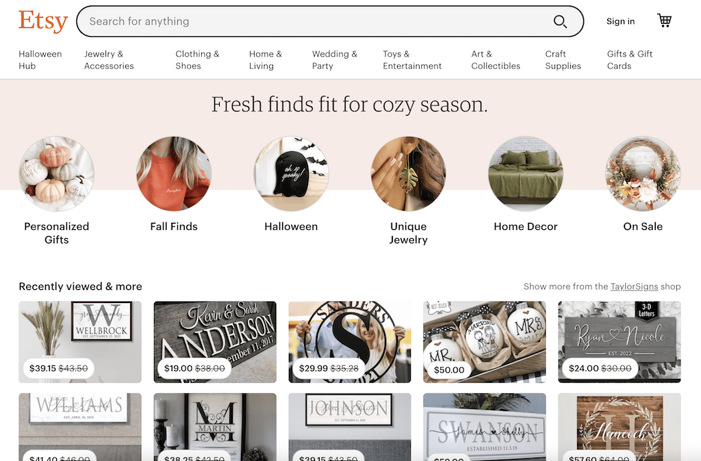 Etsy-Produktschaber